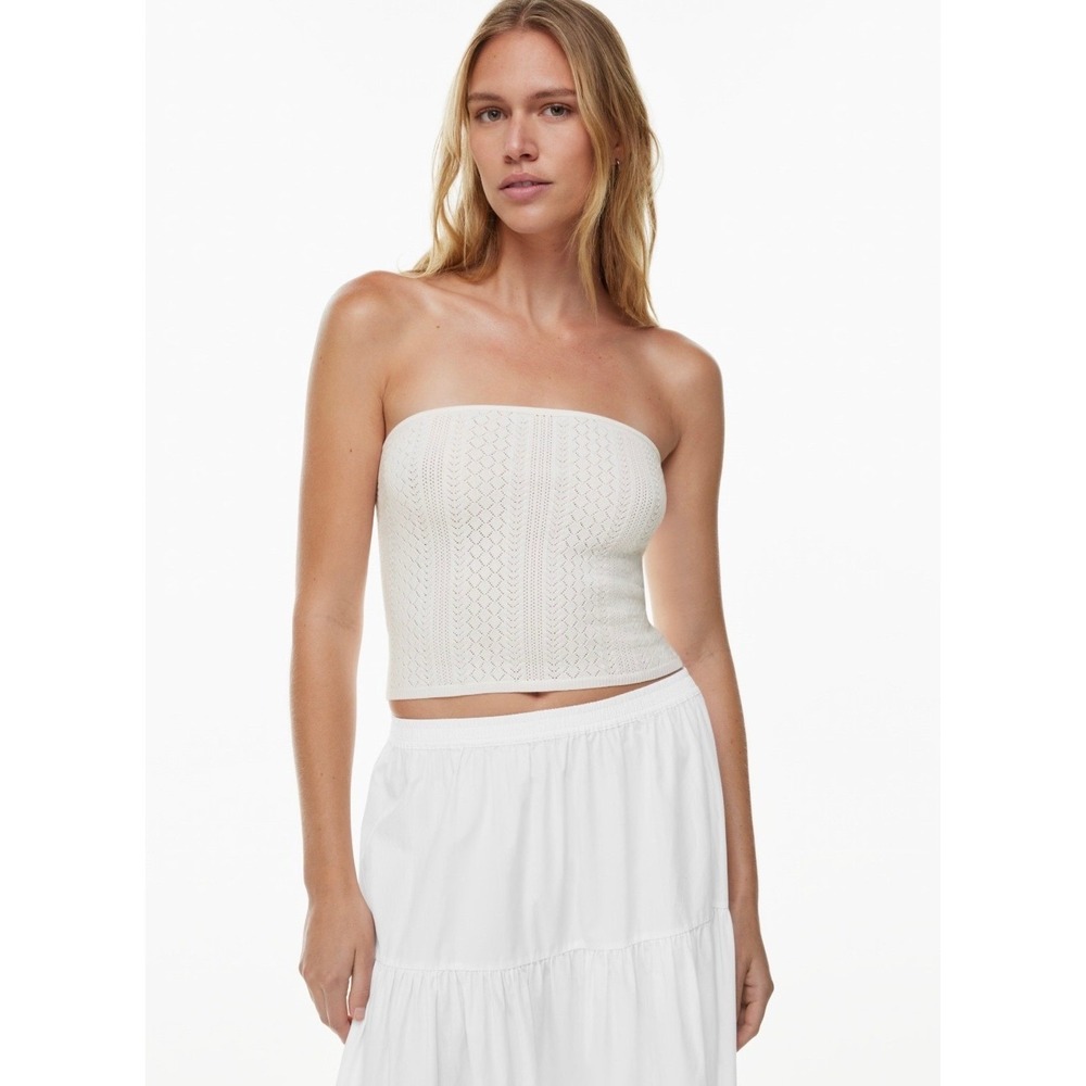 Aritzia Little Moon Balmy Tube Top Light Birch Knit Strapless Bodice 115557 M